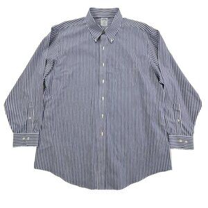 Brooks Brothers Regent Shirt Size 17 1/2 - 4/5 Blue White Stripe Button-Down EUC